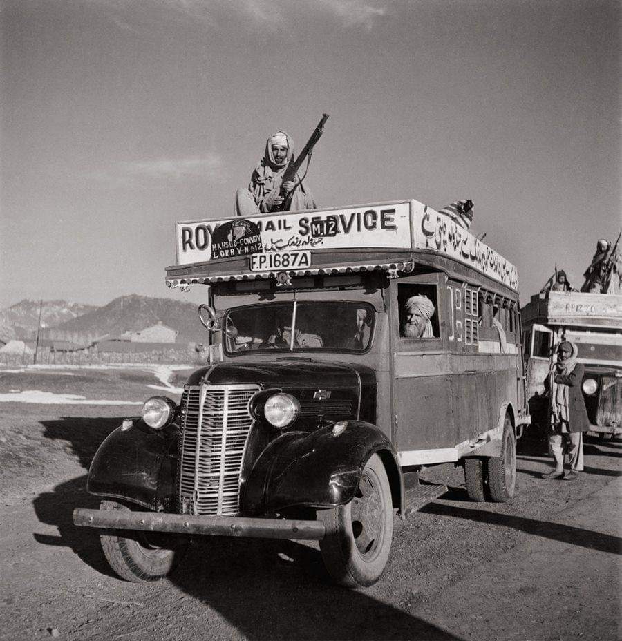 Banisai's tweet photo. #Mahsud Convoy Lorry; #Jandola to #Razmak mail truck carrying passengers and mail, #Waziristan, 1946. https://t.co/m3n5fKTGFO