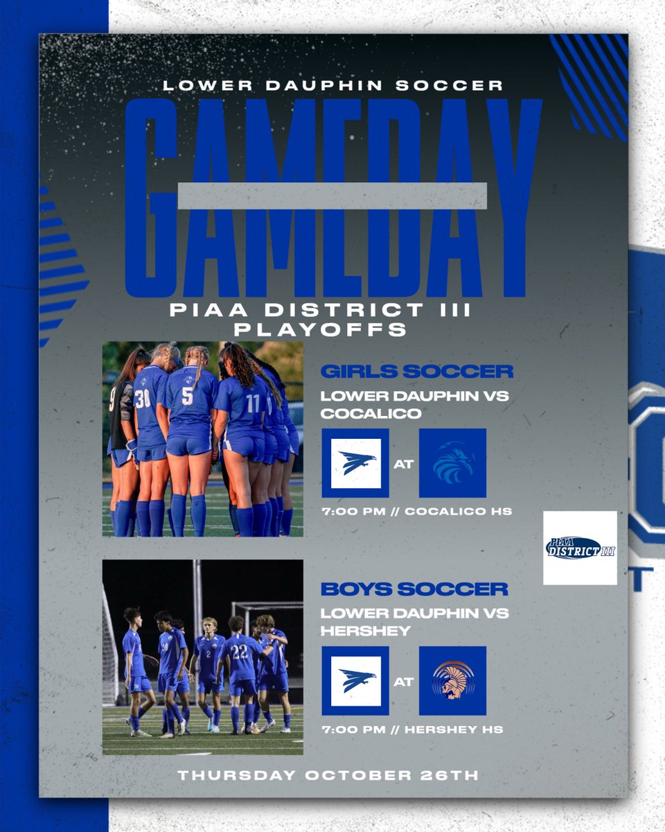 PIAA District III Quarterfinals for Boys and Girls Soccer tonight! All tickets must be purchased online at the link below! 
piaad3.hometownticketing.com/embed/all