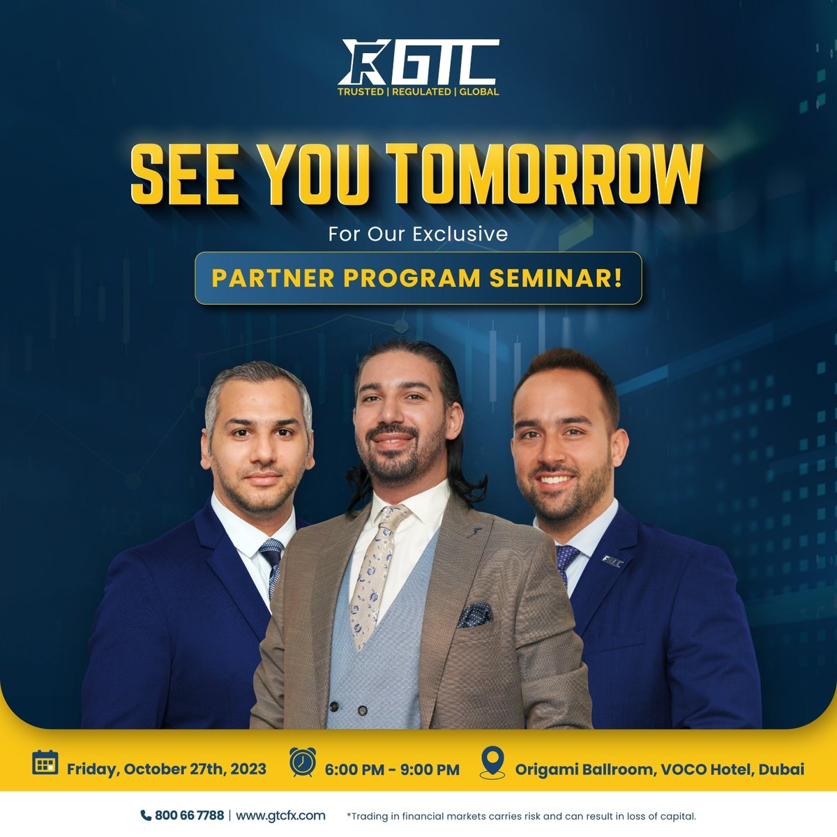 GTC_fx's tweet image. Unlock the secret to financial success with GTCFX&apos;s exclusive FREE Partnership Program Seminar: Join Ali A. , MOhamed Daher - MCTS, MCP, PMP, MBA, and Jameel Ahmad as they reveal insider strategies for profitable partnerships.

#GTCFX #FreeSeminar #Seminar #DubaiSeminar #Dubai