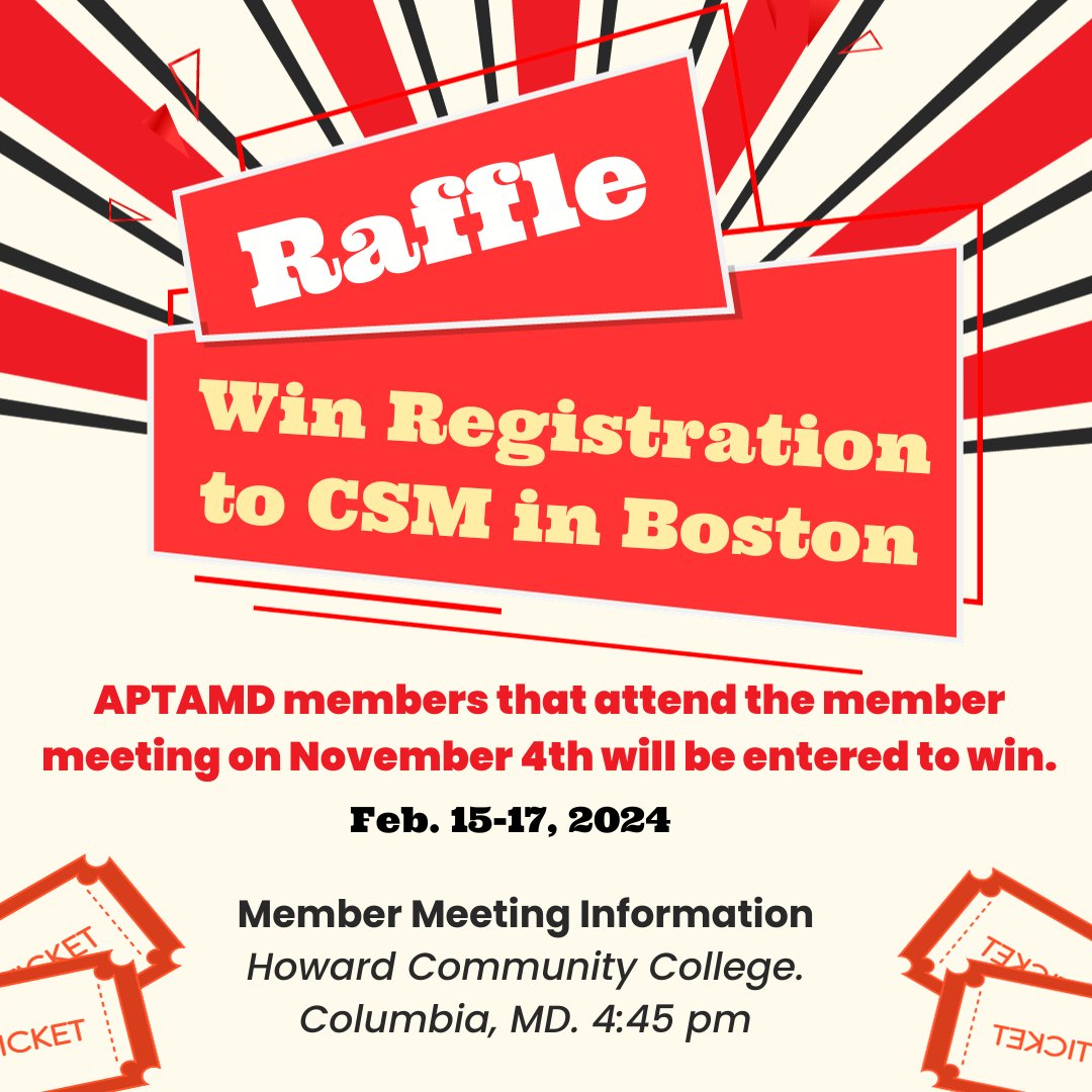 APTA Maryland (@aptaofmaryland) on Twitter photo Hey APTAMD members! 👇👇Check out this a-mazing opportunity to win registration to <a href="/APTAcsm/">#APTACSM</a>. You are automatically entered when you attend our member meeting 11.4.23 at HCC in Columbia. aptamd.org/member-meeting… <a href="/jdsheppard/">J.D. Sheppard II</a> <a href="/RoyFilmDPT/">Roy Film</a> <a href="/UkohaDPT/">Dr. Mike Ukoha | PT, DPT</a> <a href="/drmoniquecaruth/">Dr. Monique J. Caruth, PT, DPT</a> <a href="/aptamdSSIG/">APTA Maryland SSIG</a> Hey APTAMD members! 👇👇Check out this a-mazing opportunity to win registration to <a href="/APTAcsm/">#APTACSM</a>. You are automatically entered when you attend our member meeting 11.4.23 at HCC in Columbia. aptamd.org/member-meeting… <a href="/jdsheppard/">J.D. Sheppard II</a> <a href="/RoyFilmDPT/">Roy Film</a> <a href="/UkohaDPT/">Dr. Mike Ukoha | PT, DPT</a> <a href="/drmoniquecaruth/">Dr. Monique J. Caruth, PT, DPT</a> <a href="/aptamdSSIG/">APTA Maryland SSIG</a>
