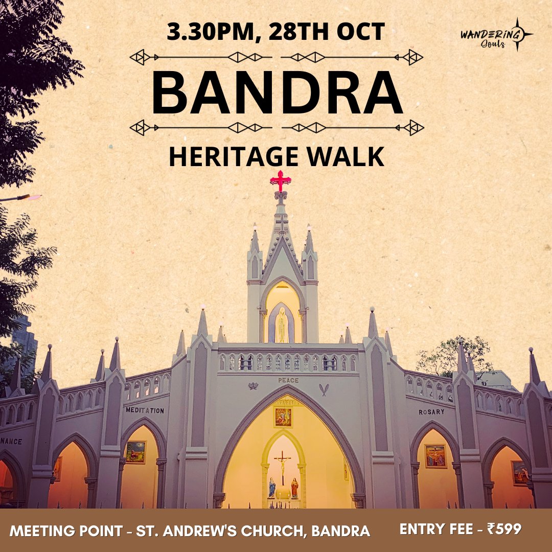iwanderingsouls's tweet photo. Bandra Heritage Walk - Mumbai 🌟
Unveil Bandra's Timeless Tapestry!

Explore the rich heritage of Mumbai ❤️

Book here - https://t.co/KqHDu6TyaK

#Mumbai #heritagewalk #thingstodoinmumbai #mumbaidiaries #bandra https://t.co/A9FP4yR4iC