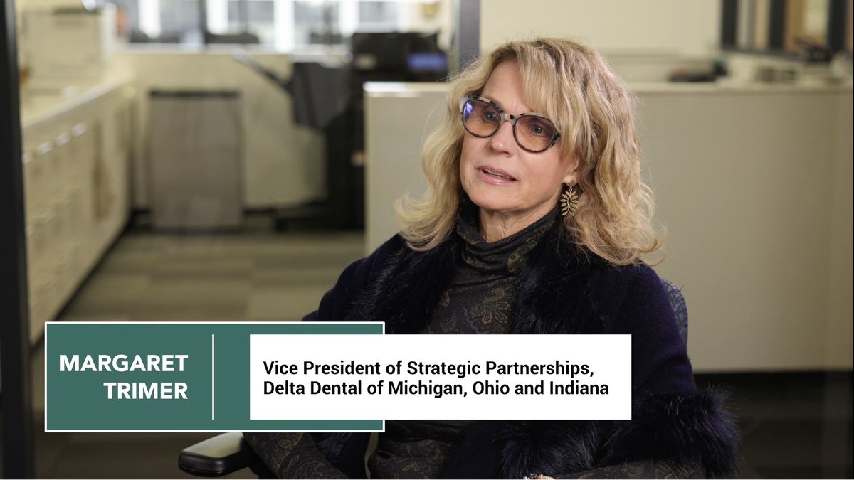 An interview with Margaret Trimer, Vice President of Strategic Partnerships, Delta Dental of Michigan, Ohio and Indiana.

Watch it here: vimeo.com/825684140