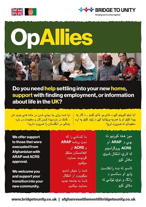 Whether you’ve been in the UK for a while now or just arriving from #Pakistan #Afghanistan have a look at bridgetounity.co.uk/afghan-resettl… where you’ll find useful links and information to help you resettle in the UK. We, along with others are ready to help. #OpPitting #OpWarmWelcome