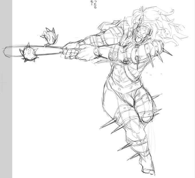 今夜はここまで。全身ボンテージ馬男って改めて描くととんでもねえメギド体だなや。 