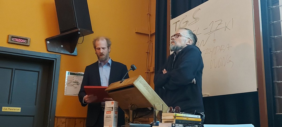 falkoblumenthal's tweet photo. 7 Stunden und es geht weiter. Peter Seyferth moderiert von Theresa Hannig bis Dietmar Dath. Die IG Metall München hat zu Science Fiction &amp; Science Labour in die Münchner Volkssternwarte eingeladen. https://t.co/La8pQcXJEJ