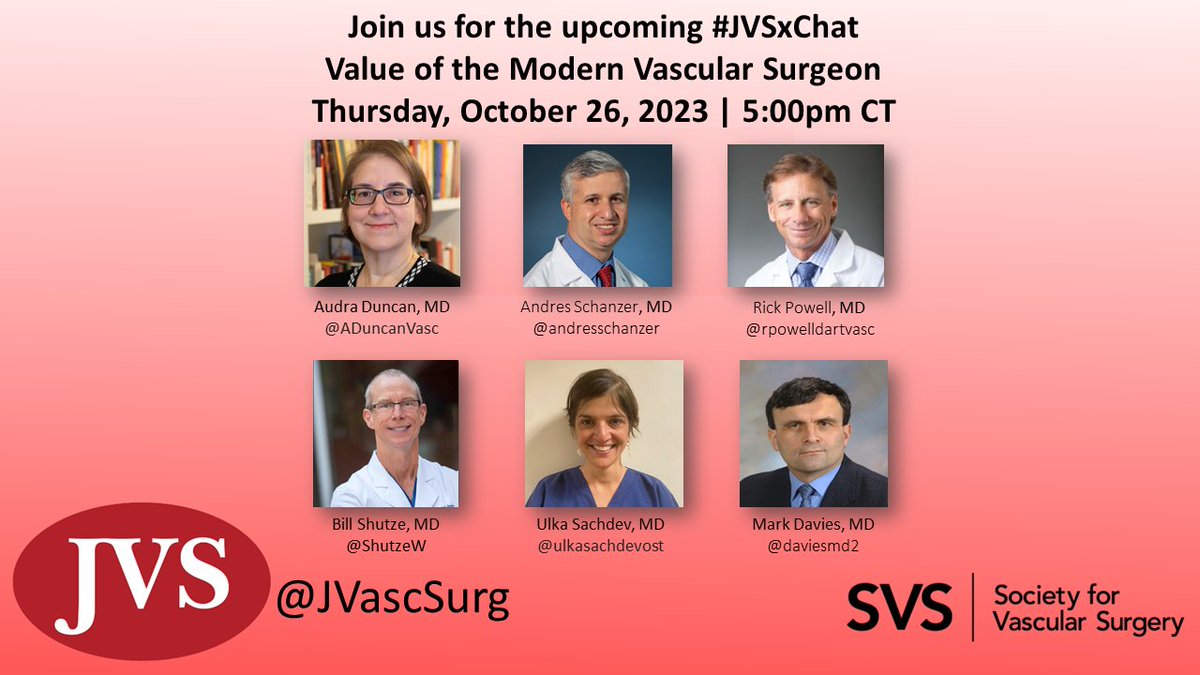 Join @JVascSurg tonight at 5pm for their #JVSXChat! The chat will cover the question, “What is the value of the modern vascular surgeon?”.