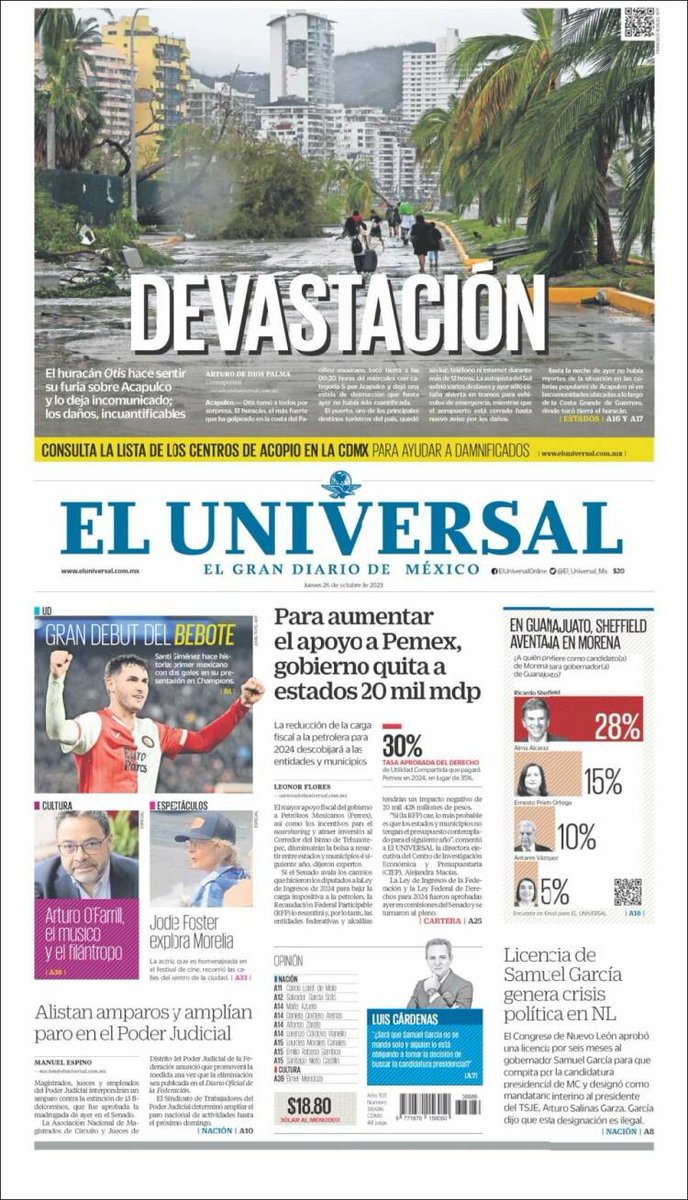 QuePocaMadreMex's tweet photo. 🙌🏻Buenos días, les compartimos las portadas de los diarios más importantes en #México🇲🇽, para este #Jueves 26 de Octubre.
Recuerden que hoy el programa #HoyNoCircula aplica para vehículos con engomado #verde🟢, terminación de placas 1 y 2, holograma 1 y 2. #CDMX #Edome https://t.co/xWseHPwnsG