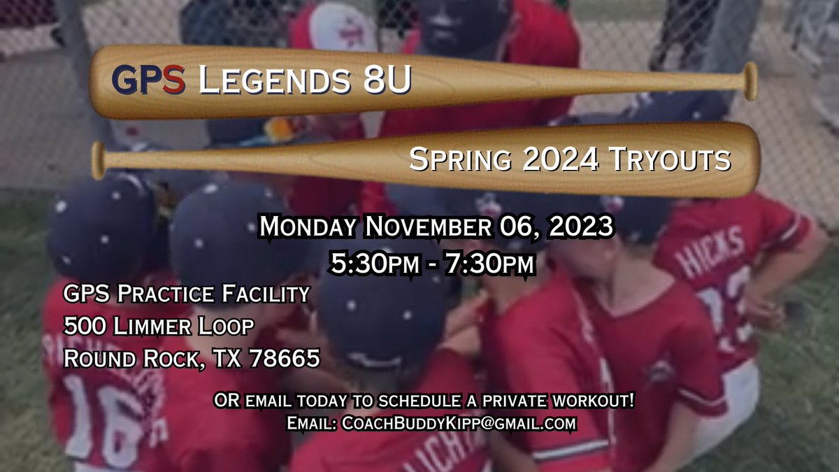 The @GPSTEXASBASEBA1 8U team is looking to add a couple of kiddos for the upcoming spring season. REGISTER for tryouts here ==>> forms.gle/9NZoE3nMR1RpUJ…