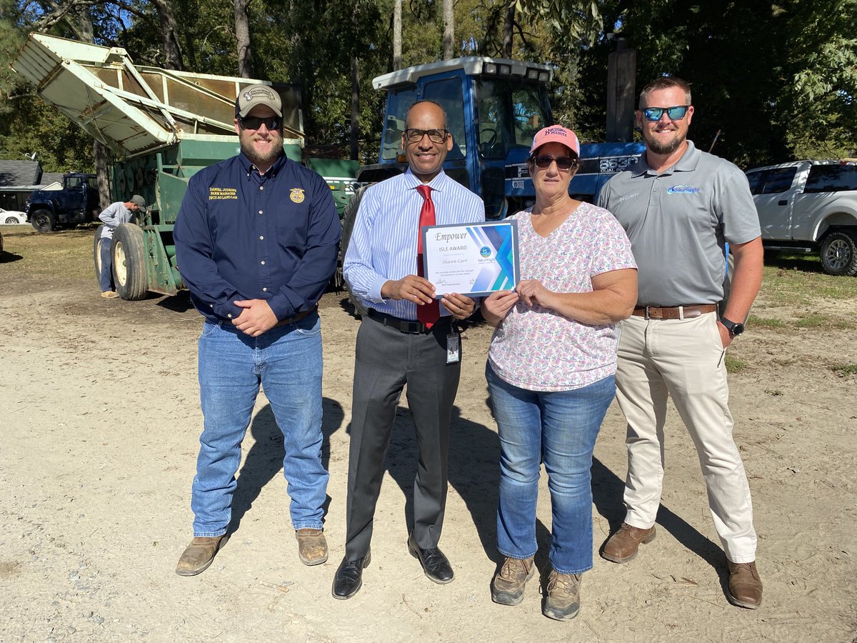 Congratulations Ms. Carr for receiving the Empower ISLE Award. We appreciate all of your support, and all that you do for our students and the Agriculture Land Lab.
