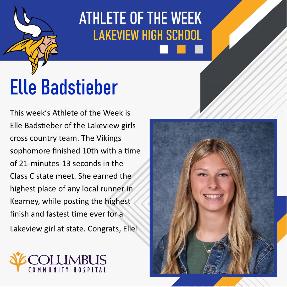 columbushosp's tweet image. Congratulations to Elle Badstieber of Lakeview High School for being named this week's Athlete of the Week!
#athleteoftheweek #nebraska #columbusnebraska