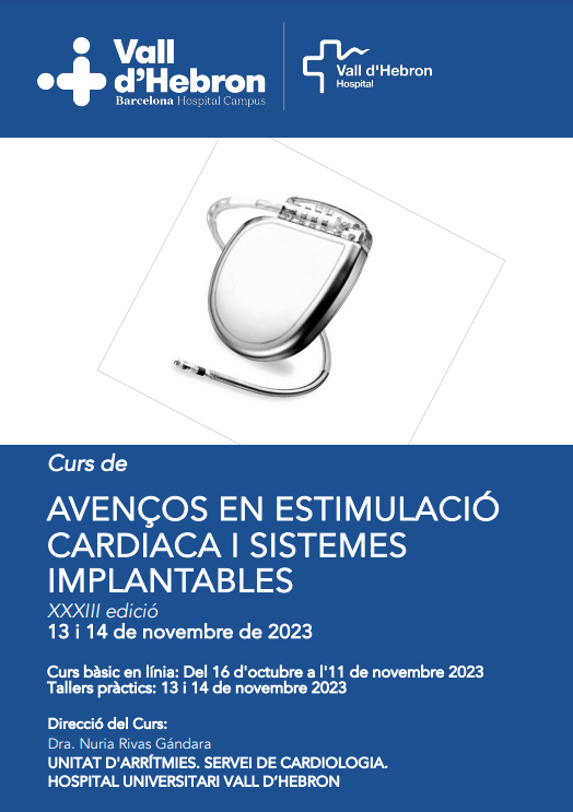 Del 13-14/11 l'<a href="/vallhebron/">Vall d'Hebron</a> organitza la XXXIII ed. del curs "Avenços en estimulació cardíaca i sistemes implantables" que és dirigit a personal mèdic i d'#infermeria.

Et pots inscriure a: aula.vallhebron.com/aula/?go=inscr…
Programa: aula.vallhebron.com/aula/documento…