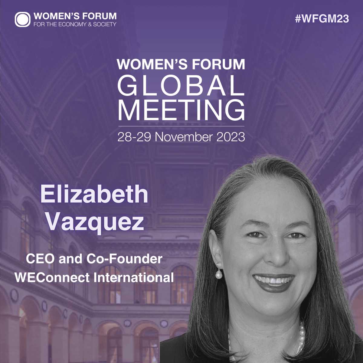 Thrilled to announce that @CEOVazquez will be a speaker at #WFGM23! 🌟 

The @womens_forum is the world’s leading platform, highlighting women’s voices on major economic and social issues. See you in Paris at the Palais Brongniart, on November 28-29!