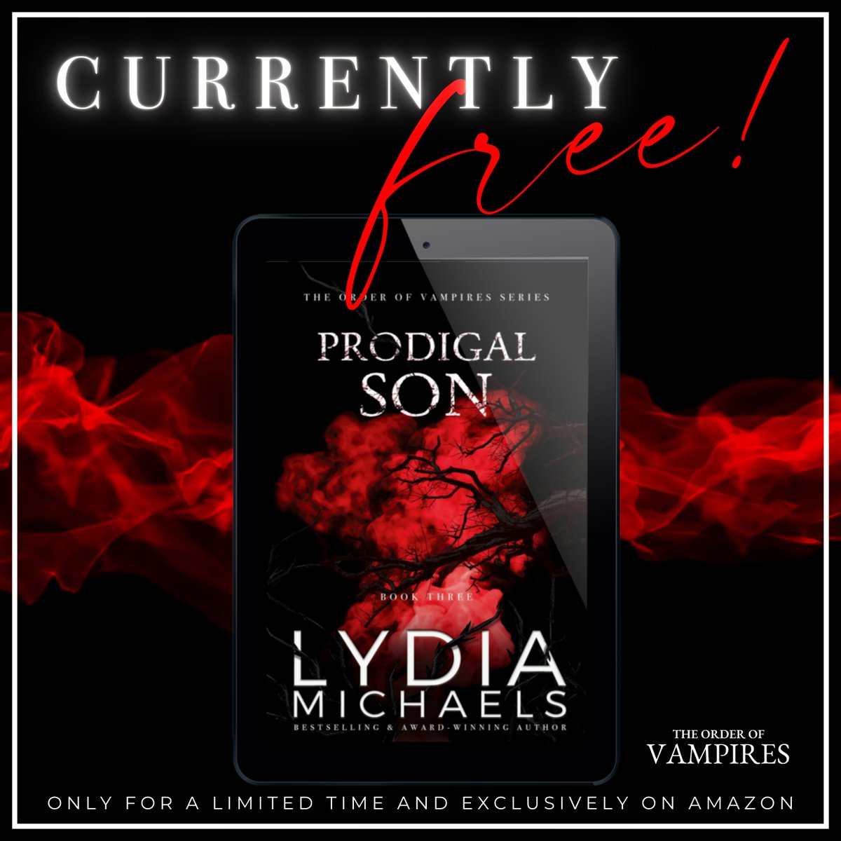 ✨Currently FREE!✨

Prodigal Son is book #3 in The Order of Vampires series: amzn.to/3tVgwc7
Ends tomorrow!

@Lydia_Michaels #LydiaMichaels #TheOrderofVampires #vampire #vampirebooks #vampireseries #darkromance #paranormalromance #darkparanormal #pnr