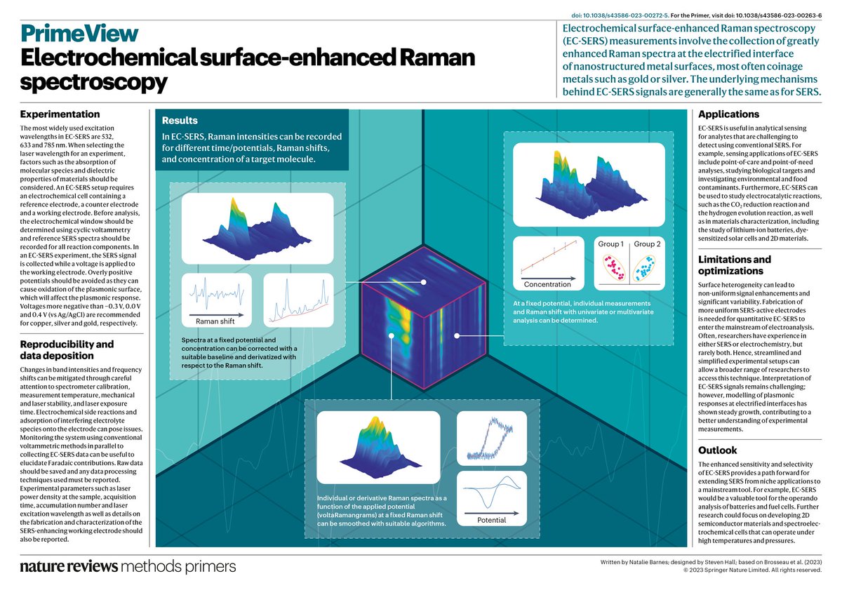 A true labor of love, our Primer on Electrochemical Surface-Enhanced Raman Spectroscopy is now out in <a href="/MethodsPrimers/">Nature Reviews Methods Primers</a> published by <a href="/SpringerNature/">Springer Nature</a>, link here for full-text: rdcu.be/dpwki Many thanks to my collaborators including <a href="/acolinaubu/">Alvaro Colina</a> <a href="/AJWilsonLab/">The Wilson Lab</a>, Bin and Xiang!