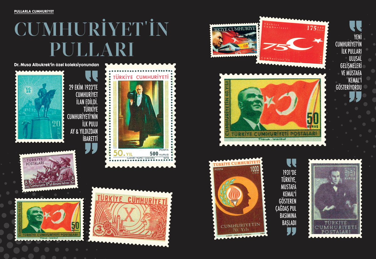 Dr. Musa Albukrek'in koleksiyonunda, Cumhuriyet'in özel pulları...
#CumhuriyetimizinYüzüncüYılıKutluOlsun