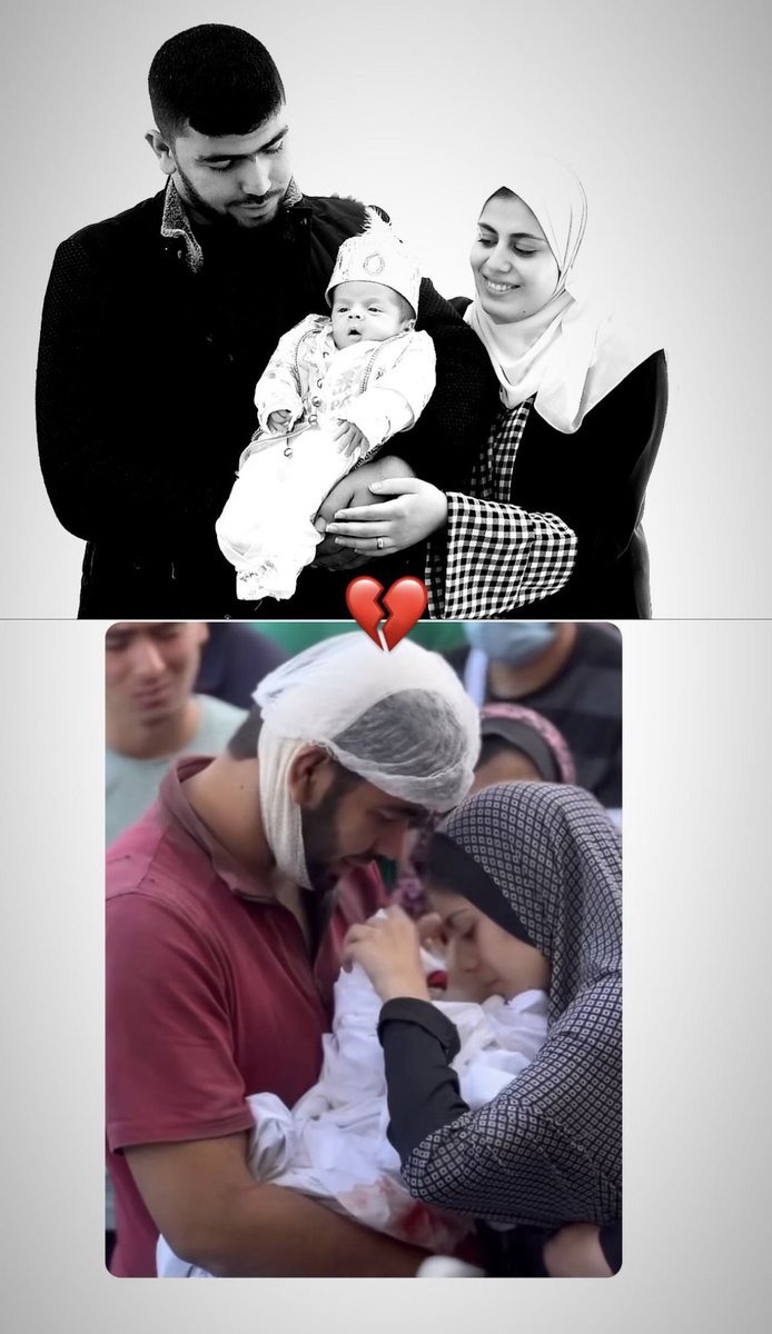 HuDa_NaIm92's tweet photo. أيام قليلة بين الصورتين! 
حفيد الصحفي وائل الدحدوح بين يدي أمه وأبيه! مرة مولود جديد والثانية شهيد! 

لم تكتمل الصورة وتحولت إلى مأساة! https://t.co/M6UHsHrwGp