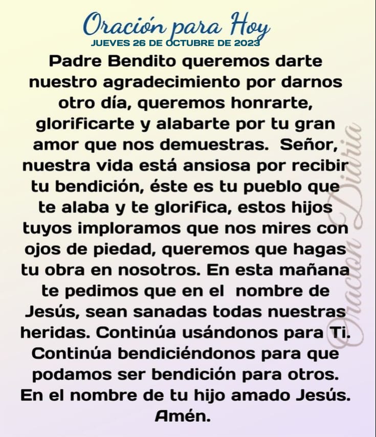 Oración para Hoy JUEVES 26 DE OCTUBRE