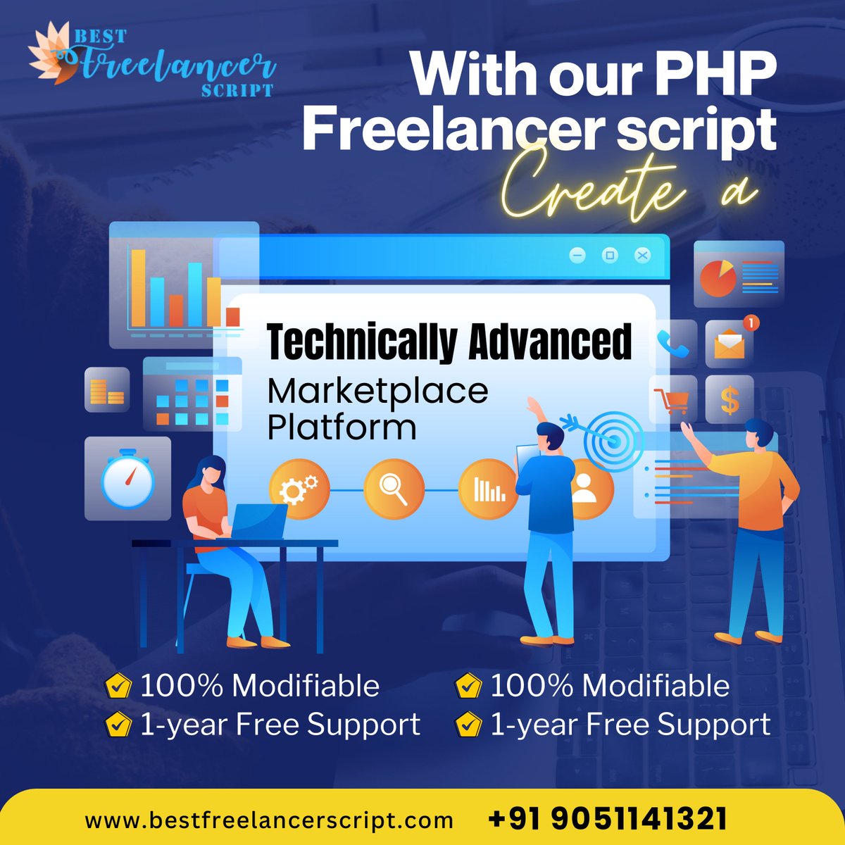 freelancerscrip's tweet image. If you are planning to start your career as a businessman, you can simply avail of our PHP #FreelanceScript and create a marketplace platform easily. 
It is easily customizable and has futuristic technologies. 
☎️ +91 33 4001 6469/+91 90511 41321
🌐 bestfreelancerscript.com