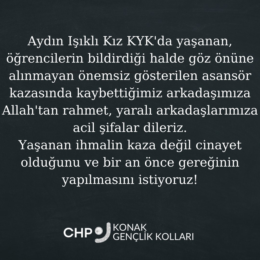 Bu ülkenine evlatlarına güvenli barınma hakkı sağlayamayan, arkadaşlarımızın katillerini affetmeyeceğiz.
Bu bir cinayettir!
#kyk