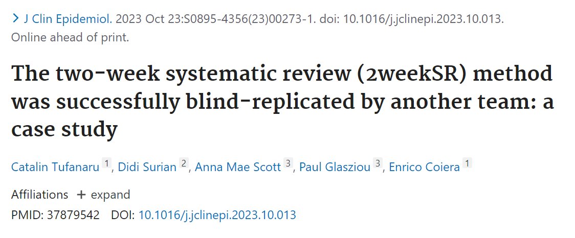 👥 Are the two-week systematic reviews team (<a href="/2weekSR/">2weekSR</a>) super reviewers? Or can another team do the same? 🤔 This study reveals how a dedicated trio harnessed automation tools to replicate the process, showing the potential for wider adoption in the scientific community. 🌍💡