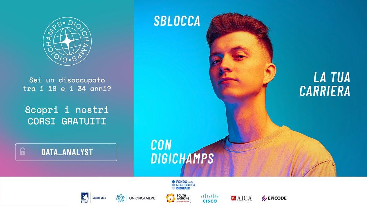 DINTEC_Scrl's tweet photo. π’ Proseguono le iscrizioni per #digichamps.
L'obiettivo Γ¨ fornire le competenze per scegliere e reperire i dati πcorretti al caso dβuso, normalizzarli, organizzarli, analizzarli e mostrarli, con le competenze di un moderno #DataAnalyst.
Iscrivitiβ‘οΈhttps://t.co/p47rT4gAZk https://t.co/lezOrcdtPs