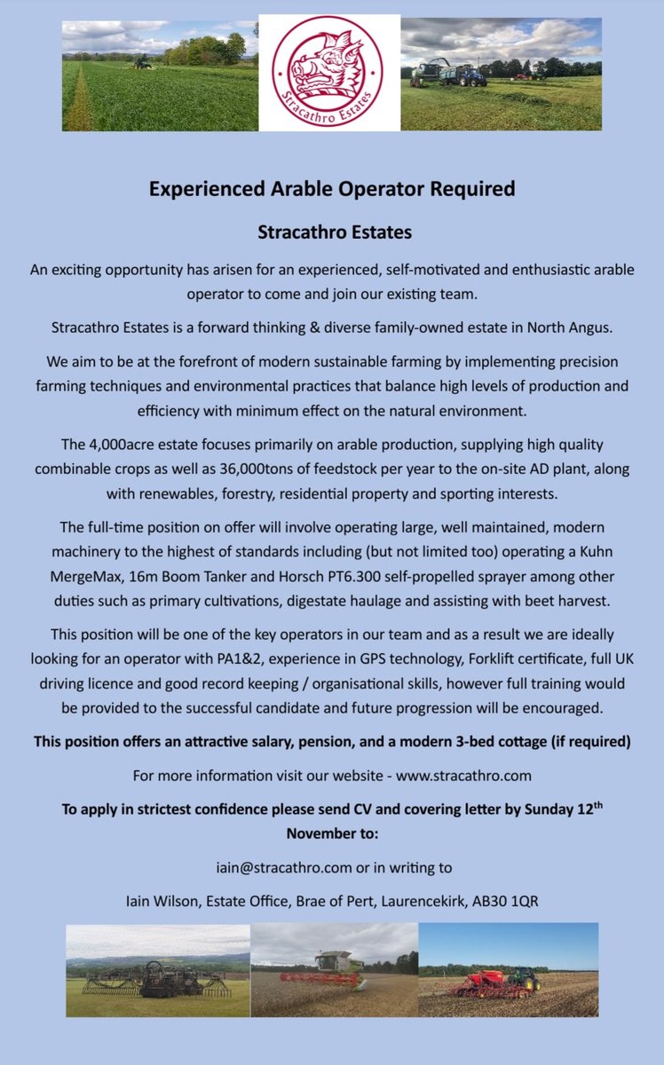 An exciting opportunity to come and join the team at Stracathro Estate
Please feel free to share!
<a href="/stracathro_1/">Stracathro Estates</a>