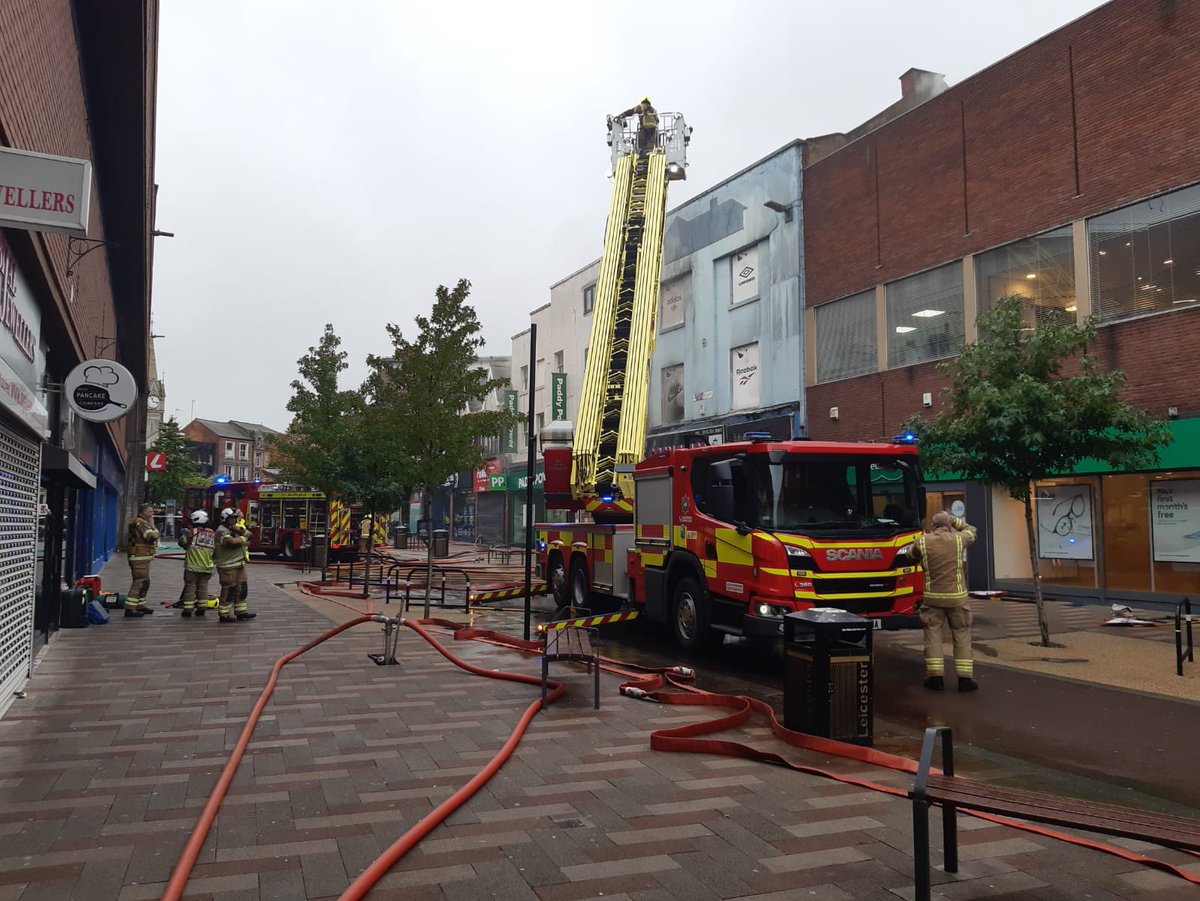 LeicsFireRescue's tweet photo. We are still in attendance at the incident on Belgrave Gate, Leicester. 

Please continue to avoid the area. Updates will follow. 

#SaferPeopleSaferPlaces https://t.co/Ol5WoH4A9U