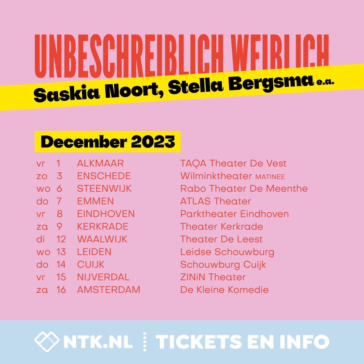 Touren met je moeder is 🔥❤️‍🔥Geweldige kick-off van onze theatertour gehad met ‘Unbeschreiblich Weiblich’ SWIPE VOOR DATA ➡️➡️
theater.nl/unbeschreiblic…

Met natuurlijk ook de legendarische Stella Bergsma onze band the Flaming Vulvas

📷 door Bram Willems