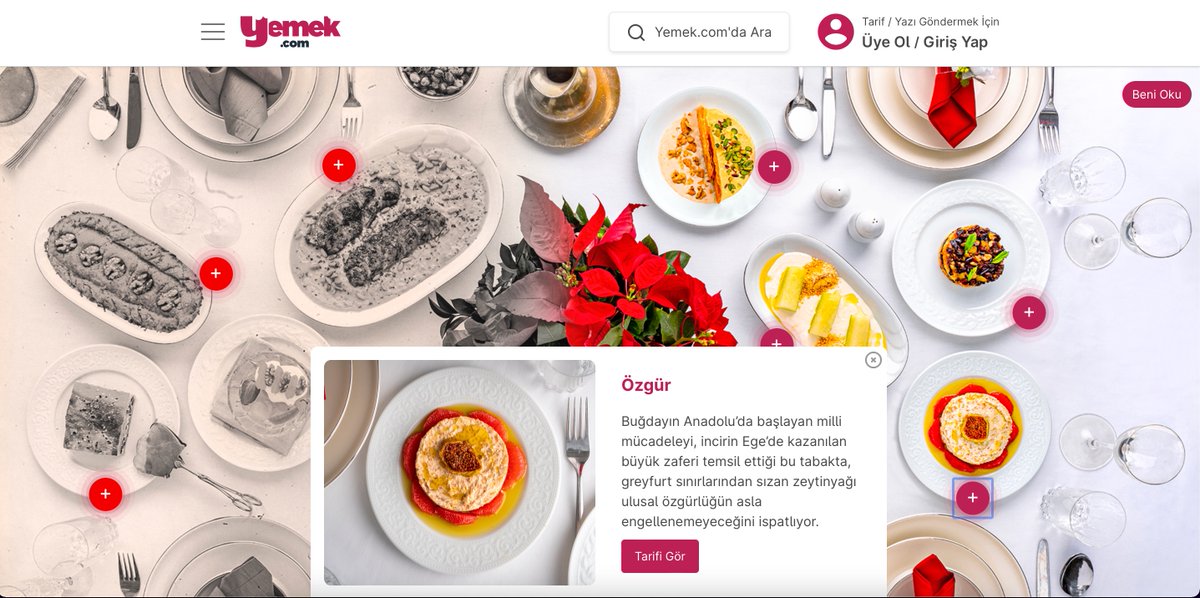 pmezgi's tweet photo. Cumhuriyetimizin 100.yılına özel olarak hazırlanan @yemekcom Anasayfası şahane olmuş.

Cumhuriyetimizin 100.yılının çoşkusunu online mecralarda da görmek beni mutlu ediyor. Umarım bu hafta sonu gönlümüzce kutlarız 😍 https://t.co/lpRKO28EI5