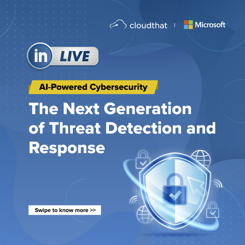 cloudthat's tweet photo. Register now - https://t.co/DASeFfxuQ4
It's time to empower your workforce to fight against #cyberthreats! Join our upcoming #LinkedInLive to learn how #AI is making strides in ushering in a new wave in #cybersecurity.
@Microsoft
#EmployeeSecurity #AIForSafety #ProtectYourData