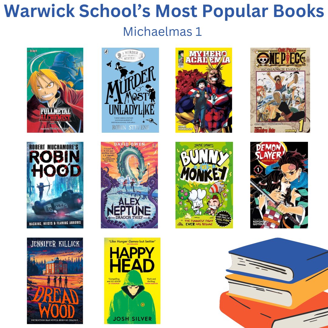 WarwickSchLib's tweet photo. Looking for something to read this half term? Have a look at our most-borrowed library books this half term. 👀#warwickschoolreads https://t.co/YhsxhVHhkc