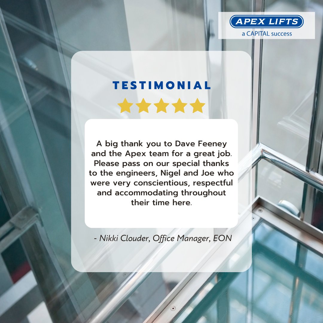 ⭐ Customer Testimonial ⭐

For more information on our services and what our clients have to say, visit our website: apexlifts.com

#testimonial #customerreview #positivefeedback