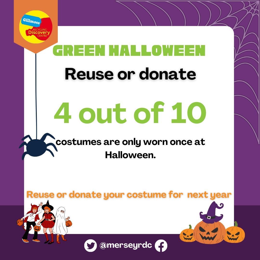 What are you dressing up as this year? 94% of families plan on buying new costumes this year. 

Find out how you can have a 'Green Halloween' this year at our Spooky Sustainability event on Monday 30th October. 

Book your free tickets buff.ly/3FkG5G2 (Spaces are limited)
