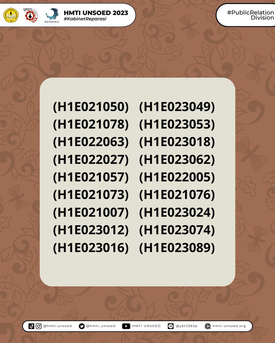 HMTI_Unsoed's tweet image. [PENGUMUMAN HASIL SCREENING PGTS]

Halo, prabu!👋
Terima kasih untuk semua peserta yang sudah berpartisipasi dalam Open Recruitment PGTS 2023, selamat dan semangat menjalankan tugas.

—————
HMTI UNSOED 2023
—————
#KabinetReparasi
#SalamUnity
#JayaJayaKorsa
#HMTIUnsoed2023