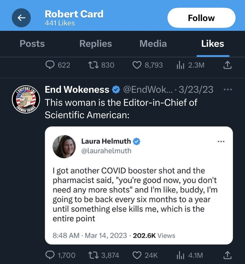 El autor del tiroteo que se saldó con 22 muertos y más de 60 heridos se llama Robert Card. Elon Musk se dio prisa en eliminar su cuenta de twitter donde se puede comprobar que tiene un perfil "AntiWoke" fan de Trump, Elon Musk y Tucker Carlson.