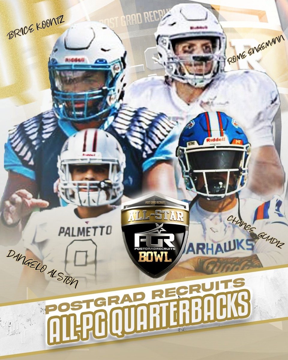 The 2023 PGR BOWL QB'S @BriceKoontz of @GeorgiaKnights1 @RomeArmstrong of @OgdenJets @DJAlston9 of @PalmettoPrepMM @Chance_Guadiz of @GeorgiaWarhawks CAN YOU FEEL THE EXCITMENT!!