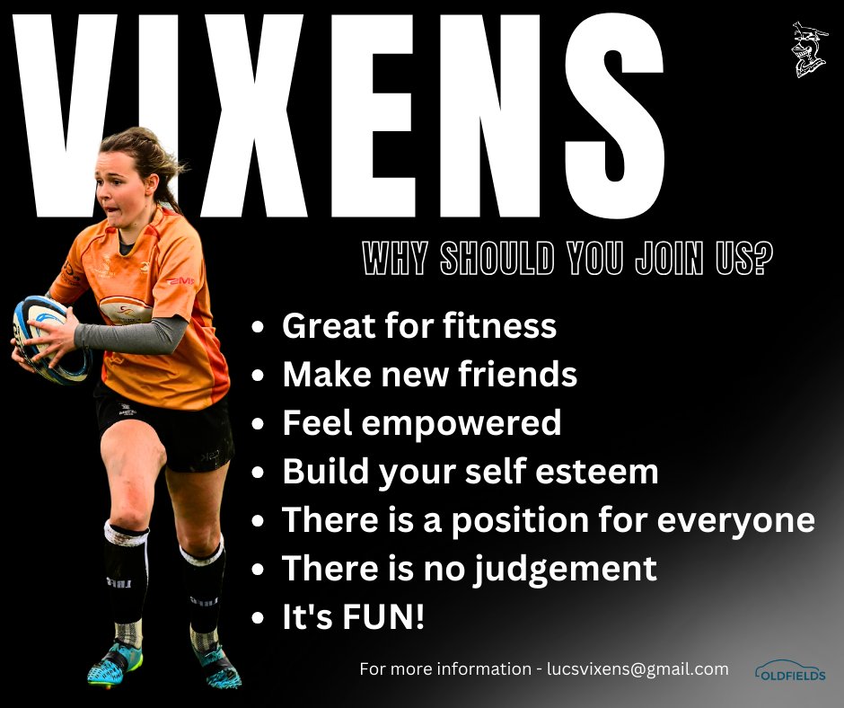 🏉 Are you interested in trying out a new sport? Why not try rugby? 🏉 Come and join Luctonians Vixens, our women's contact rugby team. The Vixens train on Tuesday evenings at 7:00pm and Thursday evenings at 6:30pm. For more information email lucsvixens@gmail.com.