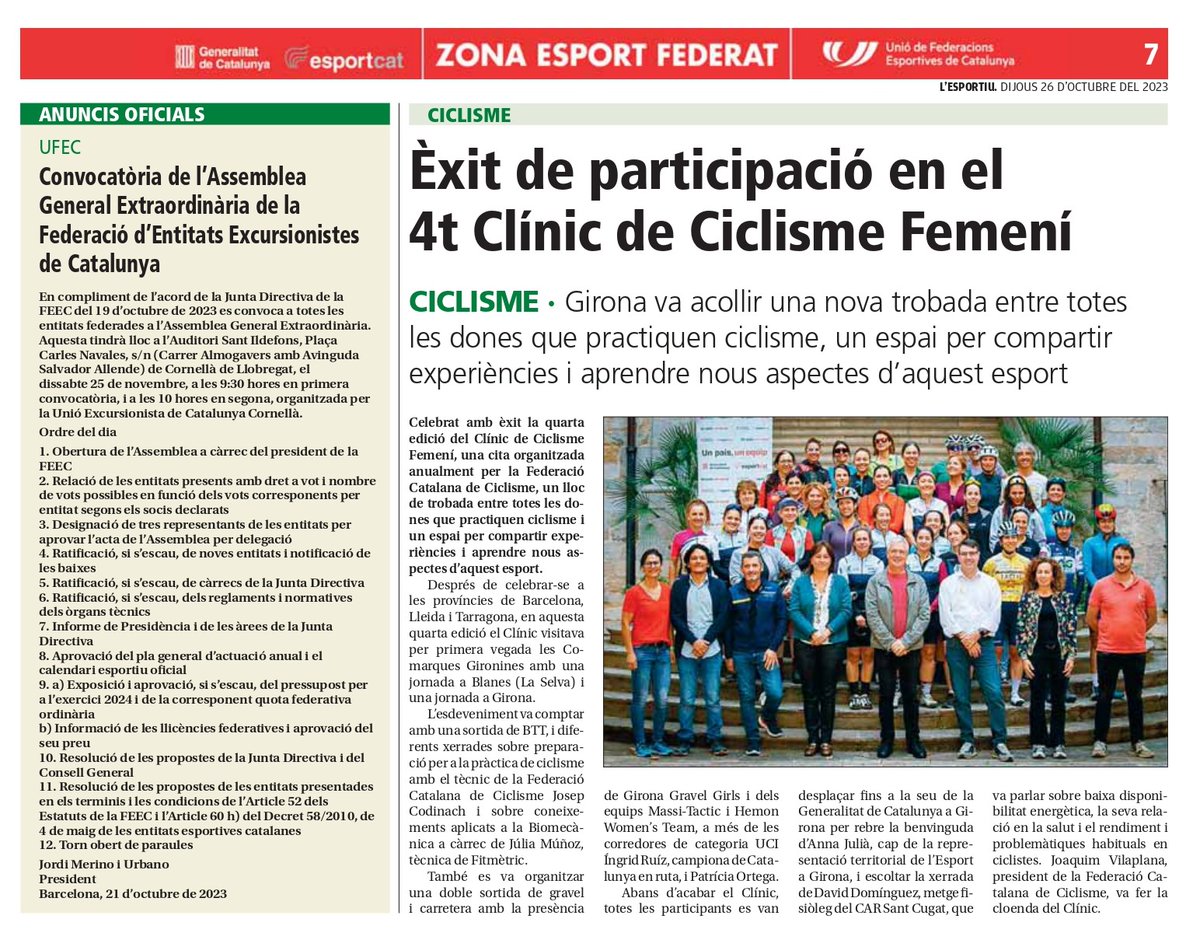 ciclismecat's tweet photo. 🗞️ @lesportiuCAT @UFECcat 🚴‍♀️🥰 #ciclismecat https://t.co/ERKa7eLK7K
