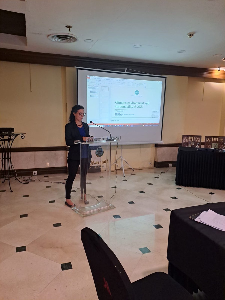 ShehriCBE's tweet photo. Miriam Kugele, Global Senior Manager of Environment and Sustainability at Aga Khan University, is sharing her on-the-ground experience with AKDN's climate commitment and AKU sustainability at our event.

#ClimateChange #ClimateFriendlyLiving @FNFPakistan  @miriamkugele https://t.co/nrPRAnQDDI