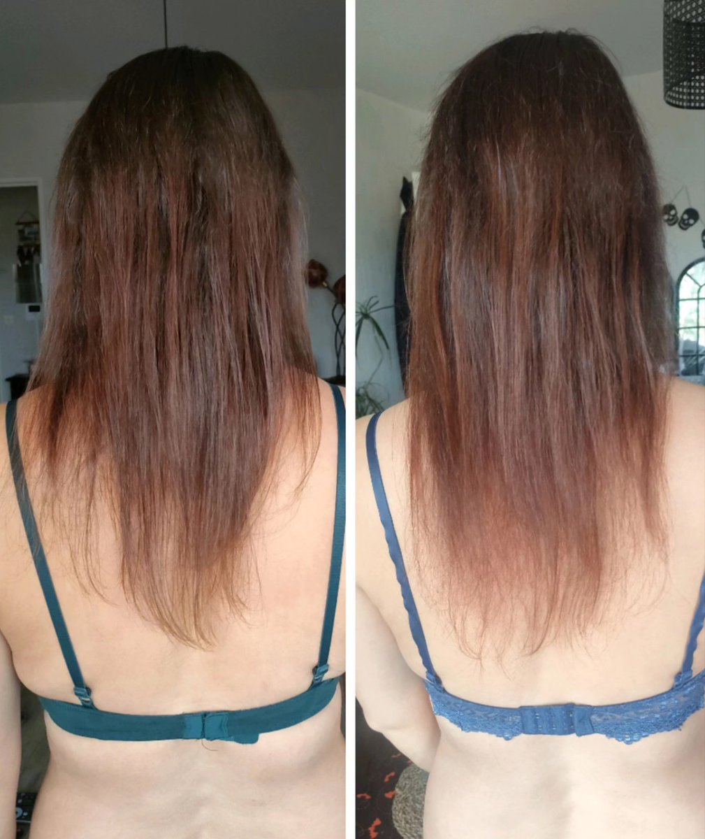 mmeechantillon's tweet image. voilà les résultats de la routine #eyecarecosmetics .
les cheveux, je les trouve plus volumineux, plus longs, en meilleure santé et SURTOUT je ne les perds plus.
la routine #yeux, j'ai vu une légère amélioration, j'ai quelques poils en plus mais pas flagrant 
#kitcheveuxeyecare