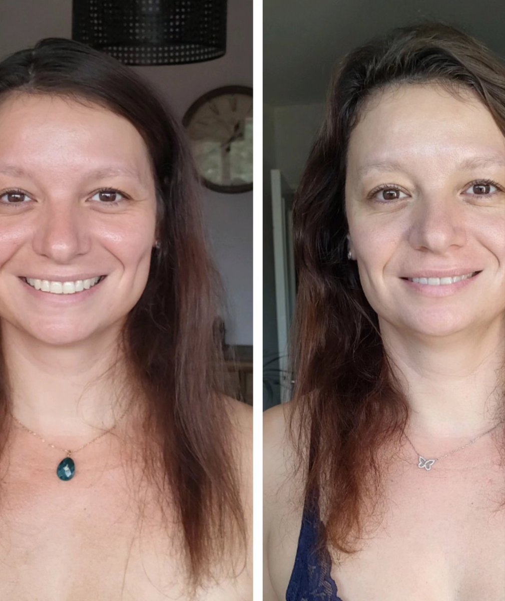 mmeechantillon's tweet image. voilà les résultats de la routine #eyecarecosmetics .
les cheveux, je les trouve plus volumineux, plus longs, en meilleure santé et SURTOUT je ne les perds plus.
la routine #yeux, j'ai vu une légère amélioration, j'ai quelques poils en plus mais pas flagrant 
#kitcheveuxeyecare