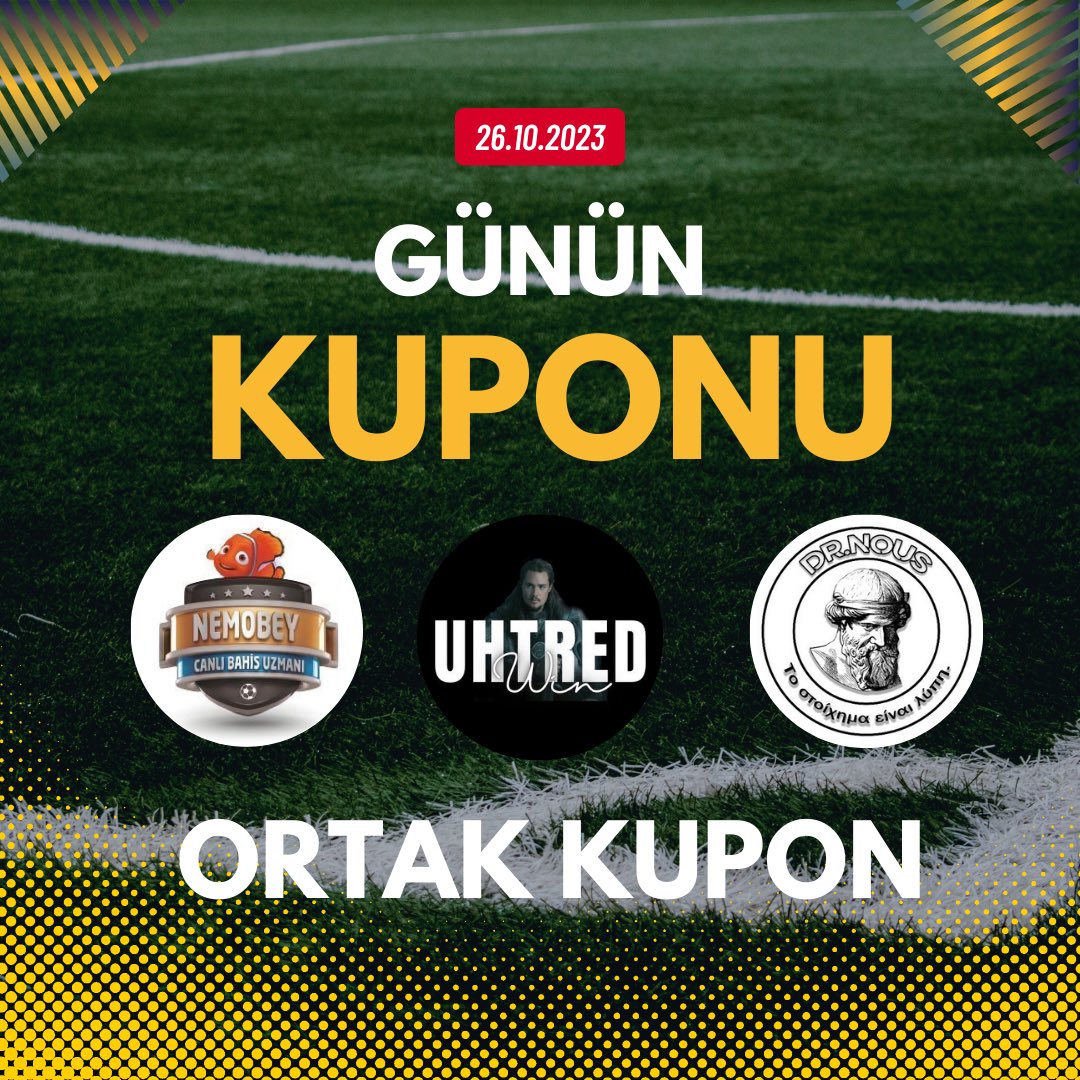 Günün Ortak Kuponu # 📢 <a href="/DrNousOfficial/">Dr.Nous</a> <a href="/uhtredwin/">Lord Uhtred</a> 

Rakow - Sporting
Sporting Kazanır 

Bodo/Glimt - Beşiktaş
Karşılıklı Gol var 

Fenerbahçe - Ludagorets
Ms 2.5 gol üst

Toplam Oran: 3.48 

+100 👉 ❤️