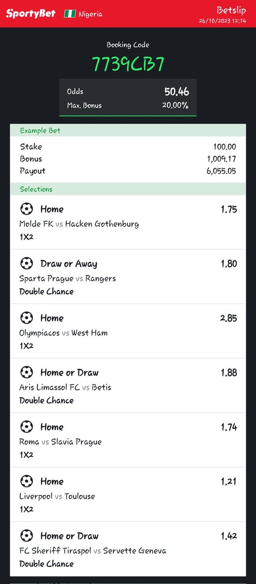tosinyemi6's tweet photo. https://t.co/xK1TFKNPia

#EuropaLeague #betting #SportyBet 

50+ odds 

GOODLUCK👌 https://t.co/rSTXJrJ78C