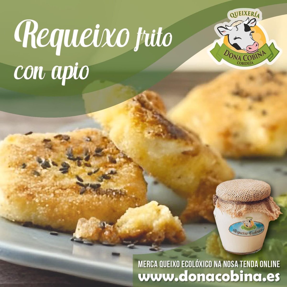 Proba esta receita tan sinxela de requeixo frito, vai encantar gozar así do teu queixo favorito!!

Receita: bit.ly/49aIvVm

✅ Merca o teu queixo ecolóxico na nosa tenda online: donacobina.es