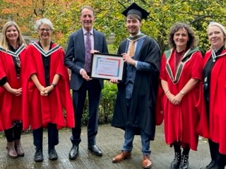 Thrilled as Head of School of Applied Social Studies to present the inaugural Critical Social Science award to Andrew Clinton for his final year BSocSc dissertation on housing policy following this mornings graduation ceremony. Well done to all our graduates! @UCCAppSoc @CACSSS1