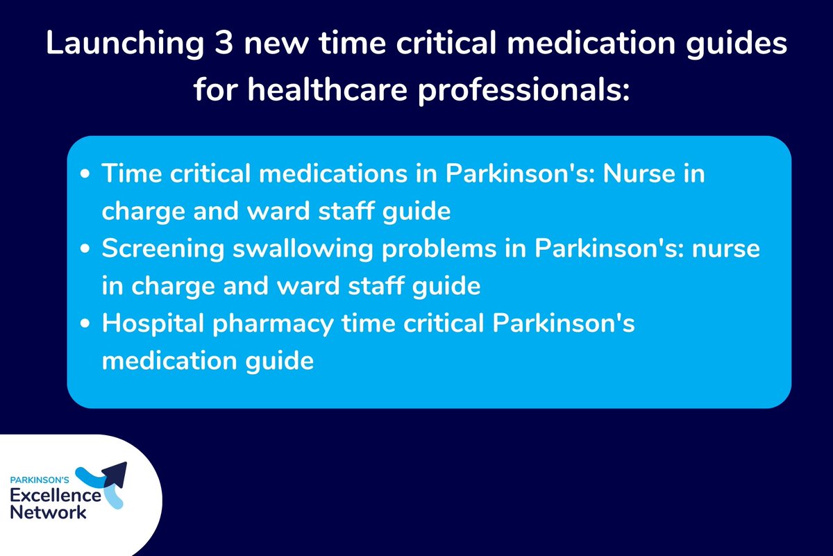 Big news! 📢 Today we've launched 3 new practical guides to support all UK-based health professionals to deliver time critical medication on time, every time for people with #Parkinsons. View the guides here 👉bit.ly/3KzV2YF