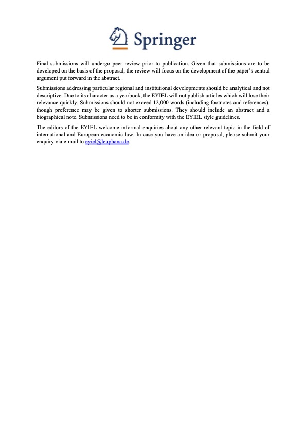 SpringerLaw (@springerlaw) on Twitter photo CALL for ABSTRACTS EYIEL 2024: ‘International and European Economic Law - Moving Towards Integration? Deadline: 30 November 2023 springer.com/series/8165
<a href="/CJTams/">Christian J. Tams</a>
@KrajewskiMarkus
<a href="/Judith2807/">Judith Crämer</a>
<a href="/zieglerandreasr/">Andreas R. Ziegler</a>
<a href="/GieselaRuhl/">Giesela Rühl</a> CALL for ABSTRACTS EYIEL 2024: ‘International and European Economic Law - Moving Towards Integration? Deadline: 30 November 2023 springer.com/series/8165
<a href="/CJTams/">Christian J. Tams</a>
@KrajewskiMarkus
<a href="/Judith2807/">Judith Crämer</a>
<a href="/zieglerandreasr/">Andreas R. Ziegler</a>
<a href="/GieselaRuhl/">Giesela Rühl</a>