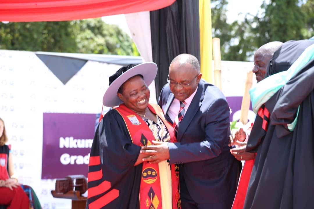 ntvuganda's tweet photo. Update: The Prime Minister, Hon. Robinah Nabanja, graduated today with a master's degree in Monitoring and Evaluation from Nkumba University in Entebbe. She joined 1,857 other university students who also graduated today in various disciplines. #NTVNews https://t.co/8ixHoZz5o3