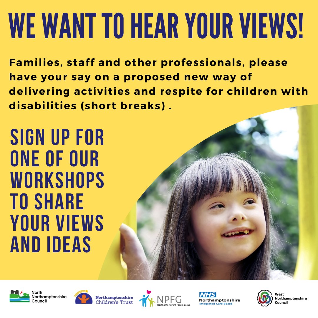 We want your views on the proposed new way of delivering activities and respite for children with disabilities. New workshop dates have been added, including the option to attend virtually! Sign up today: bit.ly/3PARW7P