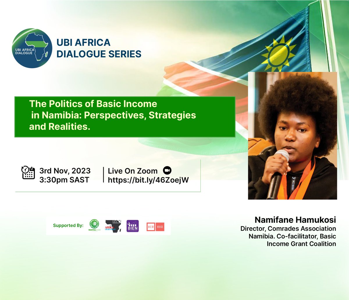 "Curious about the fate of Namibia's Basic Income Pilot? 🇳🇦 Ask your questions and learn about the latest UBI developments in Nam - one of the first countries to pilot a UBI💡 Limited Space!
#BasicIncome #rightfulShare #policy 

us06web.zoom.us/meeting/regist…